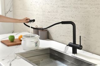 Смеситель для кухни Paulmark Serpentine Se213222-418 чёрный металлик